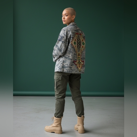 Upcycled Camouflage Utility Military Jacket - Picture 16 of 16